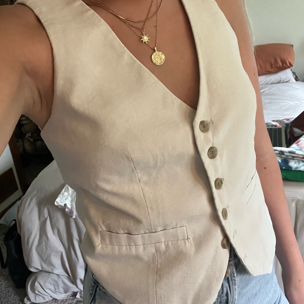 A New Day Cream Button-Up Vest